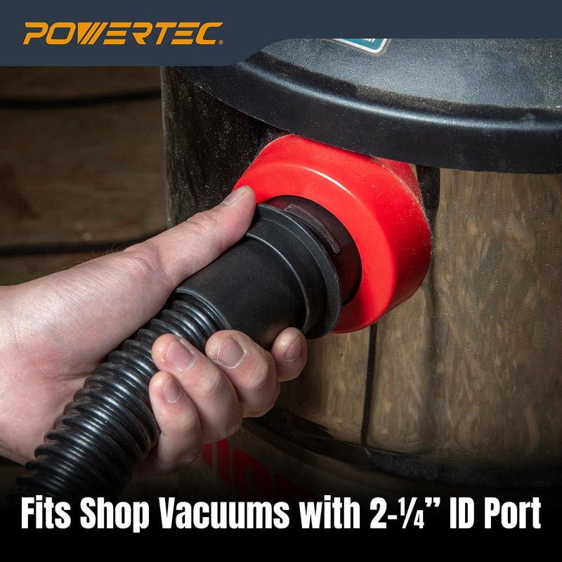 POWERTEC ملحق مكنسة المتجر وأداة الشق المرنة مجموعة 6 قطع لمكنسة الرطب والجاف مع مدخل 2-1/4 بوصة، مجموعة ملحقات مكنسة المتجر لتنظيف ورشة العمل وتفاصيل السيارة (70481) - Image 4